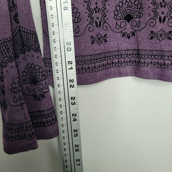 Y2k Eye Shadow purple black dark grunge boho witchy ling sleeve top size M - Picture 7 of 7